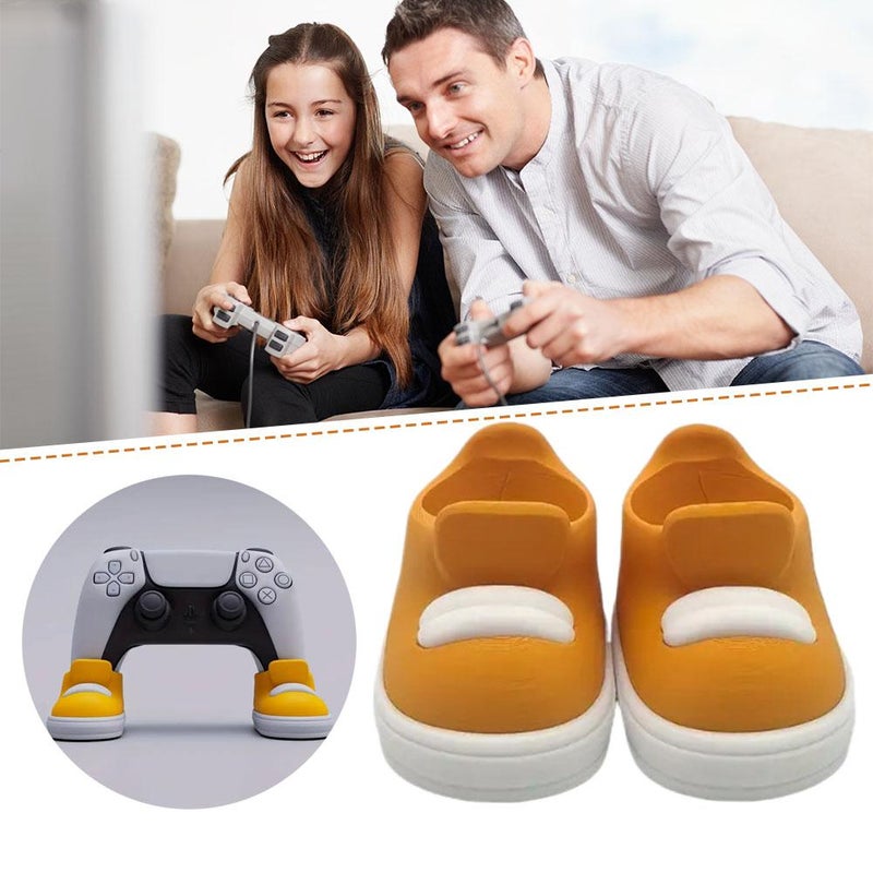 Game Controller Stand Set – Shoe-shaped Universal Holder for Ps & Wireless Controllers, Yellow and White Pla Design, Compact 70g Display Stand for Gaming Desk - Image 2